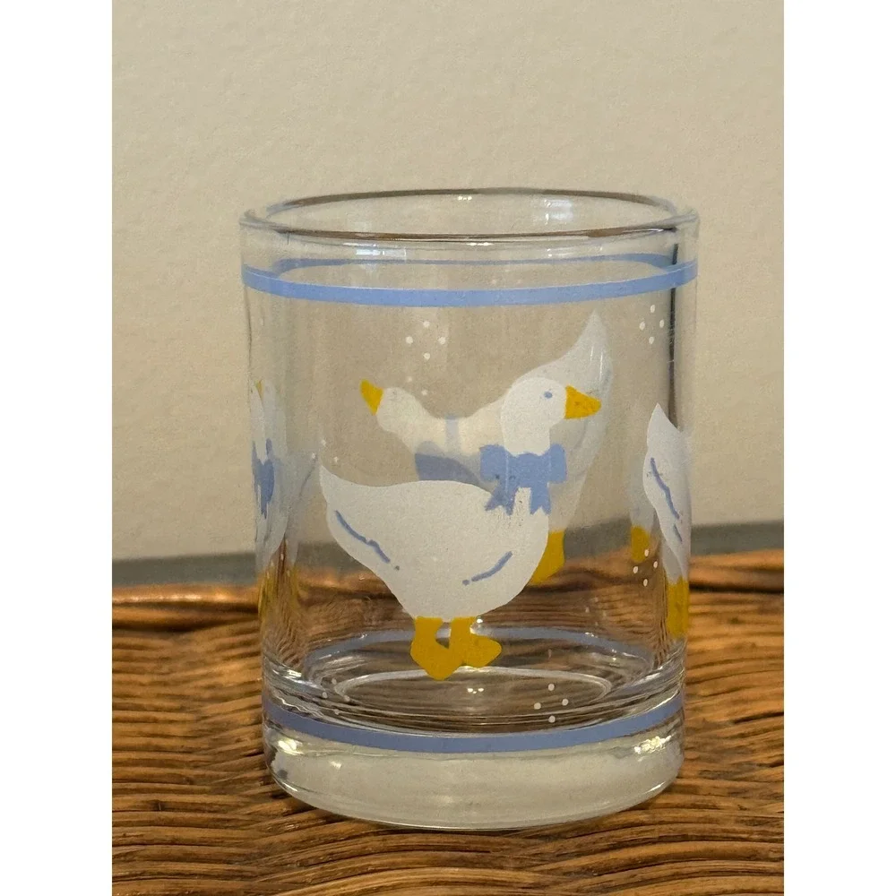 Vintage Country Goose Tea Light Candle Holder Glass Blue Country Kitchen Decor